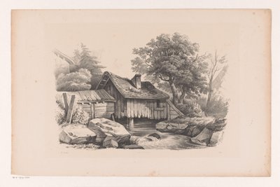 Casa di legno sopra il fiume da Constantinus Cornelis Huysmans