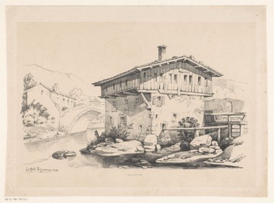 Casa e mulino ad acqua in un villaggio di montagna da Constantinus Cornelis Huysmans