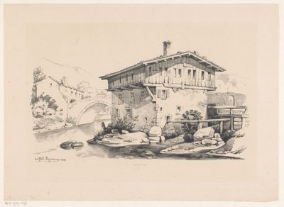 Casa e mulino ad acqua in un villaggio di montagna da Constantinus Cornelis Huysmans