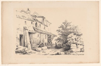 Case in un paesaggio roccioso da Constantinus Cornelis Huysmans
