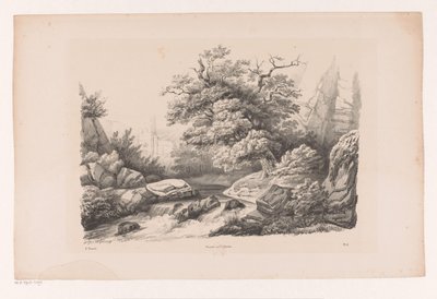 Paesaggio roccioso con ruscello da Constantinus Cornelis Huysmans