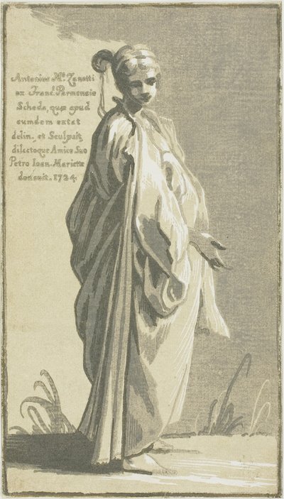 Giovane donna in piedi, girata a destra da Conte Antonio Maria Zanetti the Elder