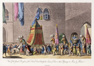 Vista della Grande Processione del Sacro Cammello per le strade del Cairo durante il pellegrinaggio alla Mecca e Medina da Cooper (after) Willyams