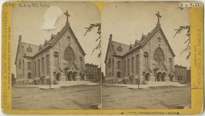 Stereografia della First Congregational Church, Chicago, c.1870 da Copelin and Hine Copelin and Hine