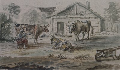 Bovini davanti a un cottage da Copplestone Warre Bamfylde