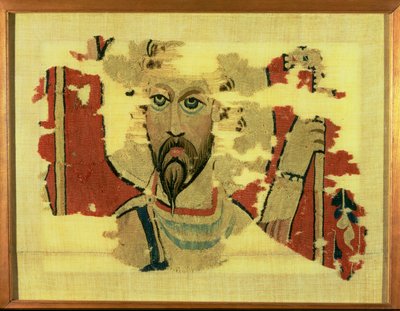 Arazzo Raffigurante la Testa di San Teodoro, da Akhmim, Egitto, c.500-600 da Coptic Coptic