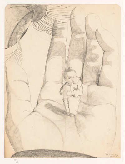 Occhio e mano, in cui un bambino con un pacchetto in mano da Cor van Teeseling