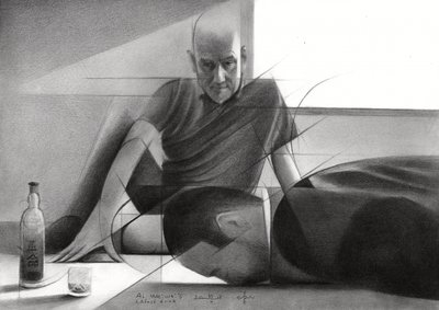 Disegno di un uomo contemplativo da Corné Akkers