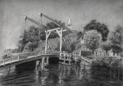 Schizzo di un ponte su un canale olandese da Corné Akkers