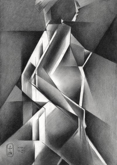 Figura cubista dinamica da Corné Akkers