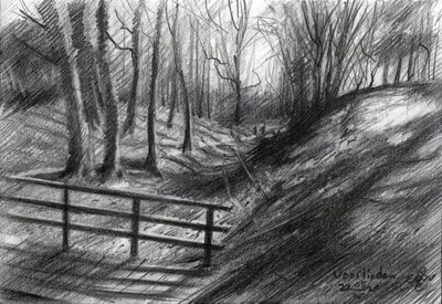 Schizzo di un sentiero nel bosco da Corné Akkers