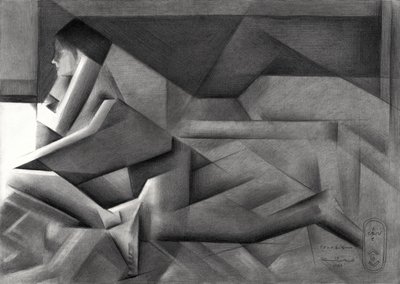 Donna geometrica in contemplazione da Corné Akkers
