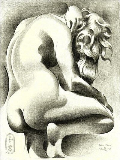 Studio di una figura nuda in posa aggraziata da Corné Akkers
