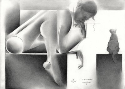 Donna pensierosa – Studio geometrico da Corné Akkers