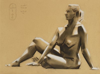Studio a carboncino di nudo seduto da Corné Akkers