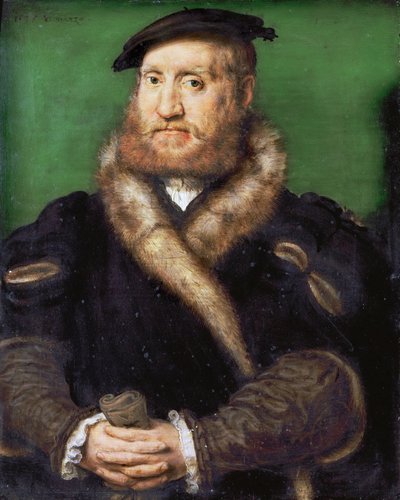 Ritratto di un uomo barbuto con cappotto di pelliccia da Corneille de Lyon