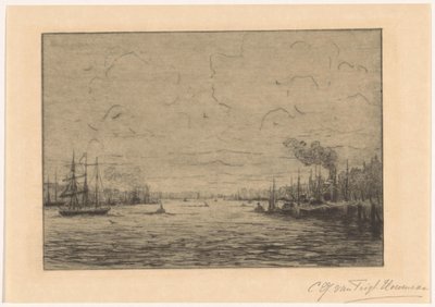 Veduta della Mosa presso Rotterdam da Cornelia Christina Johanna van Trigt Hoevenaar (signed by artist)
