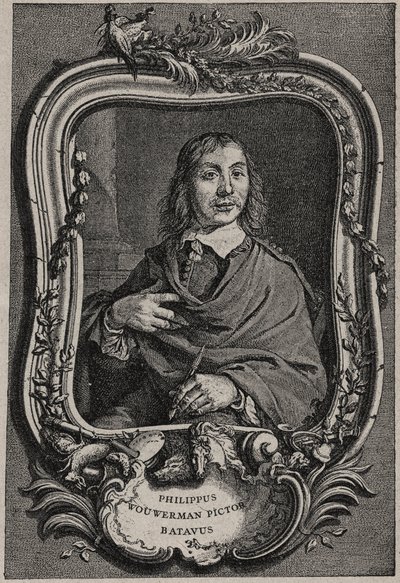 Ritratto di Philips Wouwerman o Philippus Wouwermans 1619-1668 pittore olandese - incisione di Nicolas-Gabriel Dupuis dopo Cornelis Visscher da Cornelis (after) Visscher