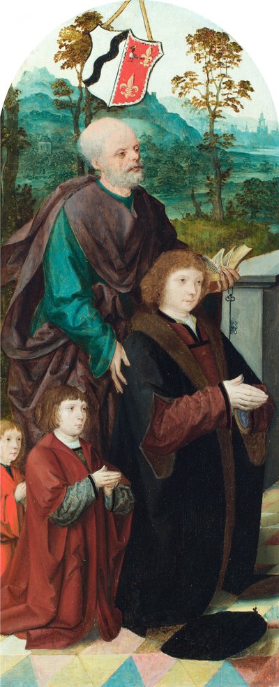Un donatore e i suoi due figli presentati a San Pietro da Cornelis (attr. to) Engelbrechtsz