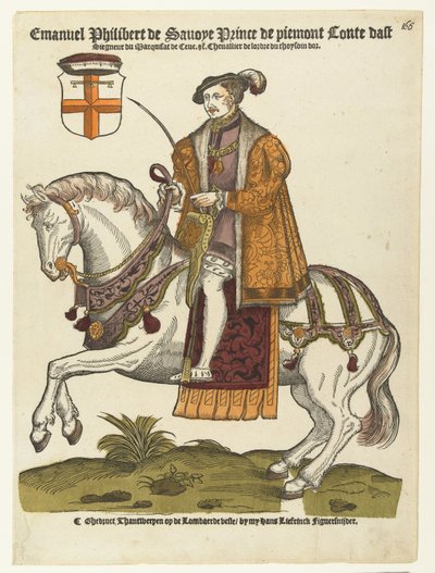 Ritratto di Emanuele Filiberto di Savoia a cavallo da Cornelis Anthonisz. (manner of)