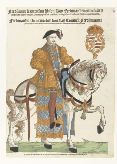 Ritratto di Ferdinando del Tirolo a cavallo da Cornelis Anthonisz. (manner of)