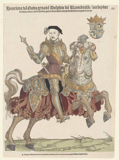 Ritratto di Enrico II di Francia a cavallo da Cornelis Anthonisz. (manner of)