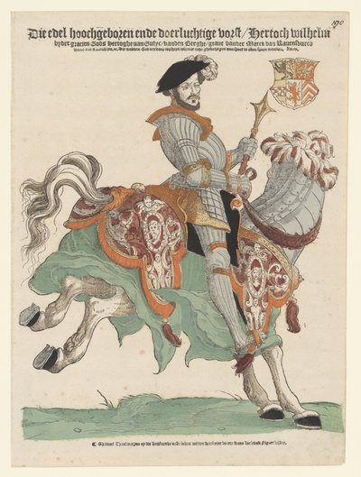Ritratto del duca Guglielmo di Kleve, Gulik e Berg, conte di Mark, signore di Ravenstein a cavallo da Cornelis Anthonisz. (manner of)