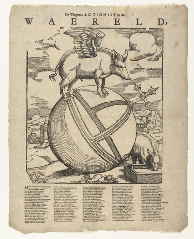 Il maiale alato sul mondo da Cornelis Anthonisz.