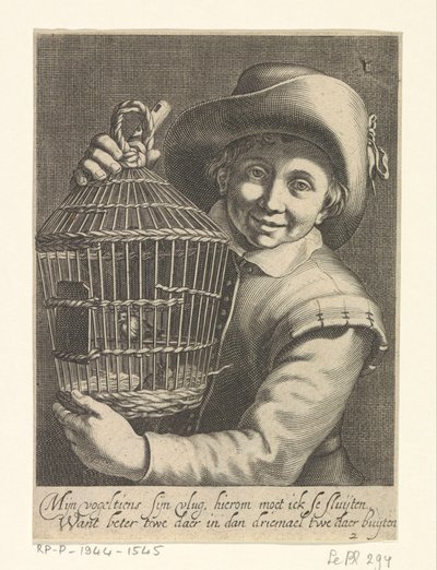 Ragazzo con gabbia per uccelli da Cornelis Bloemaert (II)