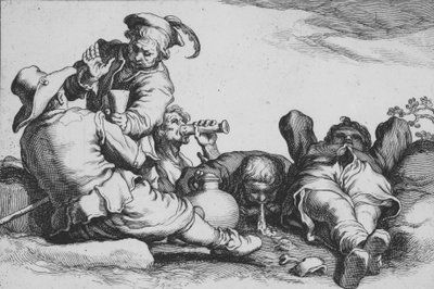 Contadini che bevono, dalla serie Sedici soggetti contadini da Cornelis Bloemaert