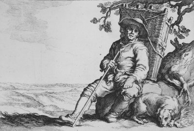 Viaggiatore con cane, dalla serie Sedici soggetti contadini da Cornelis Bloemaert
