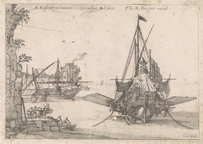 Galea ancorata in una baia da Cornelis Bol