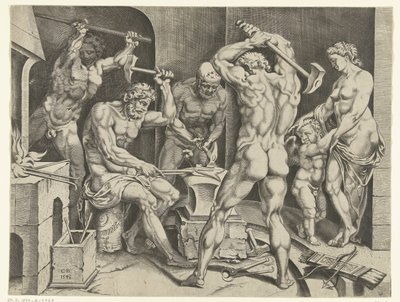 Venere e Amore nella bottega di Vulcano da Cornelis Bos