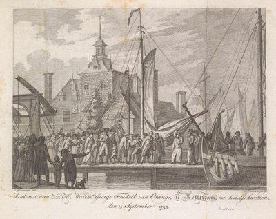 Arrivo del principe ferito Guglielmo Giorgio Federico a Rotterdam, 1793 da Cornelis Brouwer