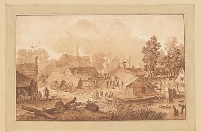 Veduta del villaggio con stagno da Cornelis Brouwer