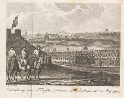 Truppe francesi lasciano Landrecy, 1794 da Cornelis Brouwer
