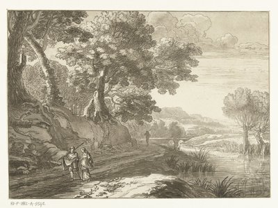 Paesaggio italianizzante con tre passeggiatori da Cornelis Brouwer