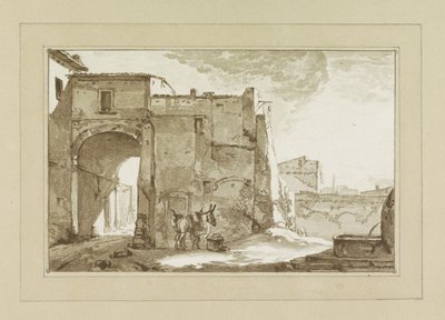 Porta con viaggiatore e mulo da Cornelis Brouwer
