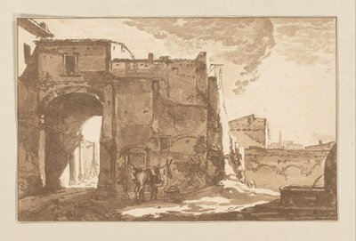 Porta con viaggiatore e mulo da Cornelis Brouwer