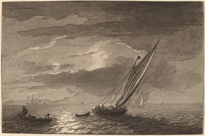 Marina con luna piena da Cornelis Brouwer