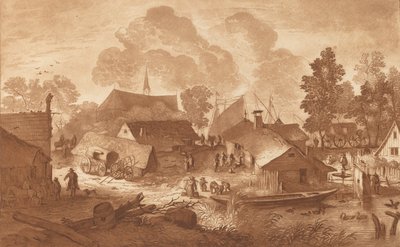 Villaggio con stagno, c. 1782 da Cornelis Brouwer