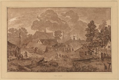 Villaggio con stagno, c. 1782 da Cornelis Brouwer