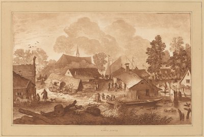 Villaggio con stagno, c. 1782 da Cornelis Brouwer
