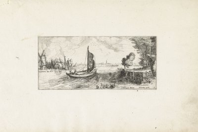 Barca su un fiume (Paesaggi) da Cornelis Claesz van Wieringen (possibly)