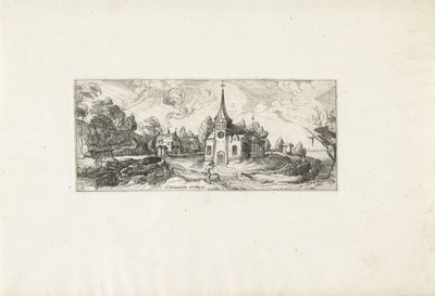 Paesaggio con vista su una chiesa in un villaggio da Cornelis Claesz van Wieringen (possibly)