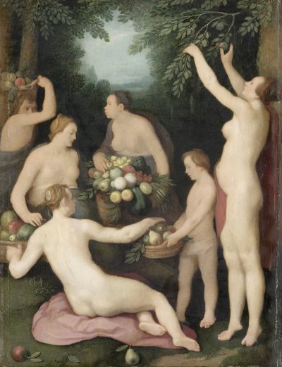 Pomona riceve il raccolto di frutta da Cornelis Cornelisz. van Haarlem