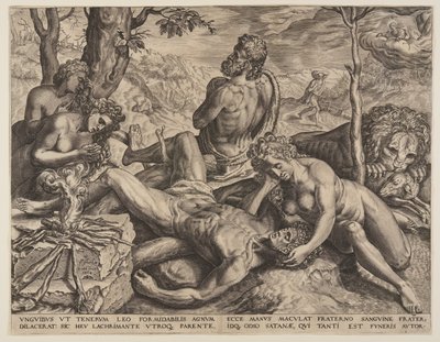 Adamo ed Eva che piangono la morte di Abele da Cornelis Cort