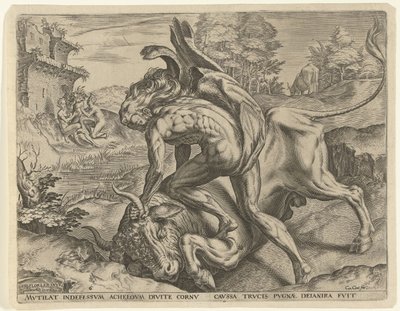 Ercole lotta con Acheloo da Cornelis Cort