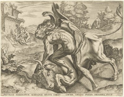 Ercole lotta con Acheloo da Cornelis Cort