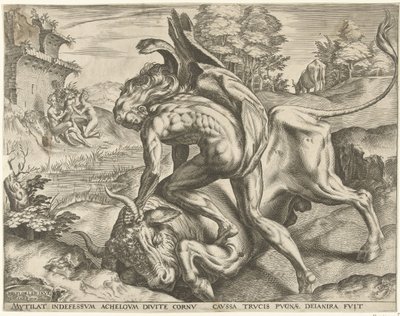 Ercole lotta con Acheloo da Cornelis Cort